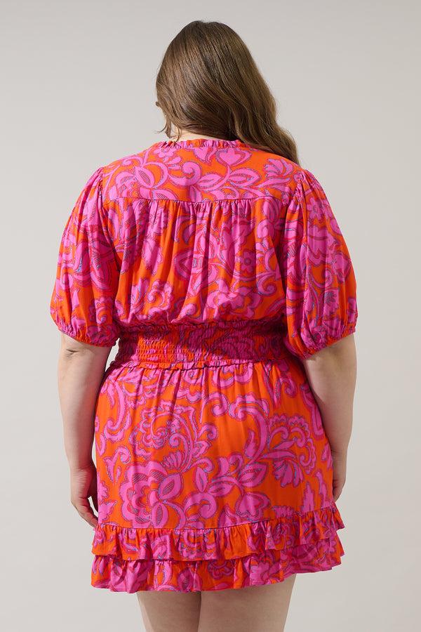 Sugarlips Marinda Floral Jurie Smocked Mini Dress Curve