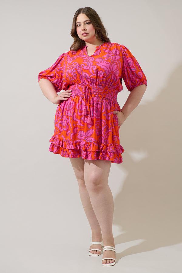 Sugarlips Marinda Floral Jurie Smocked Mini Dress Curve