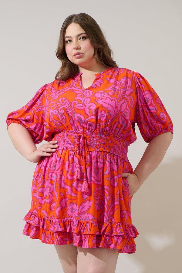 sugarlips Marinda Floral Jurie Smocked Mini Dress Curve