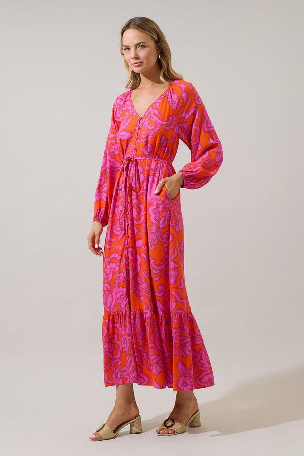 Sugarlips Marinda Floral Larrie Button Down Maxi Dress