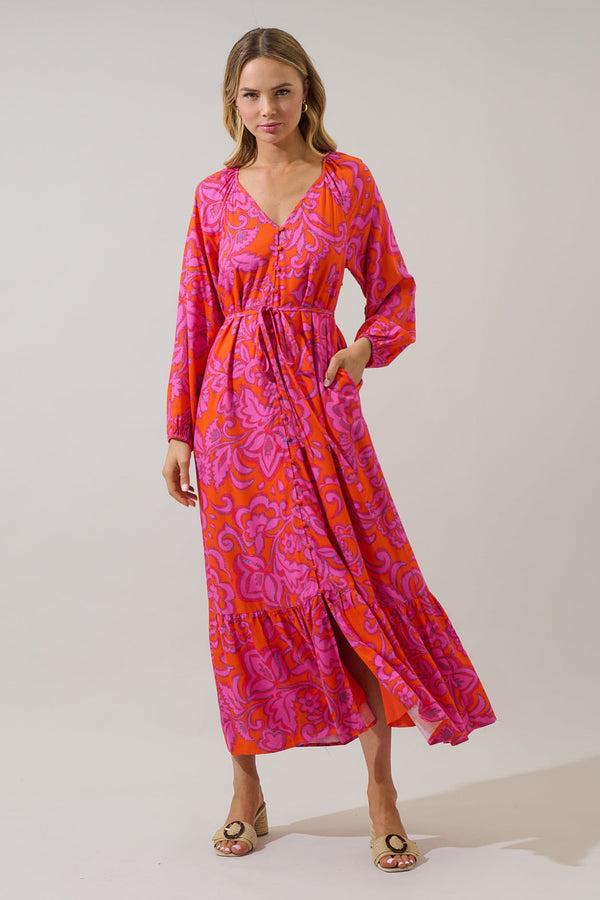 Sugarlips Marinda Floral Larrie Button Down Maxi Dress