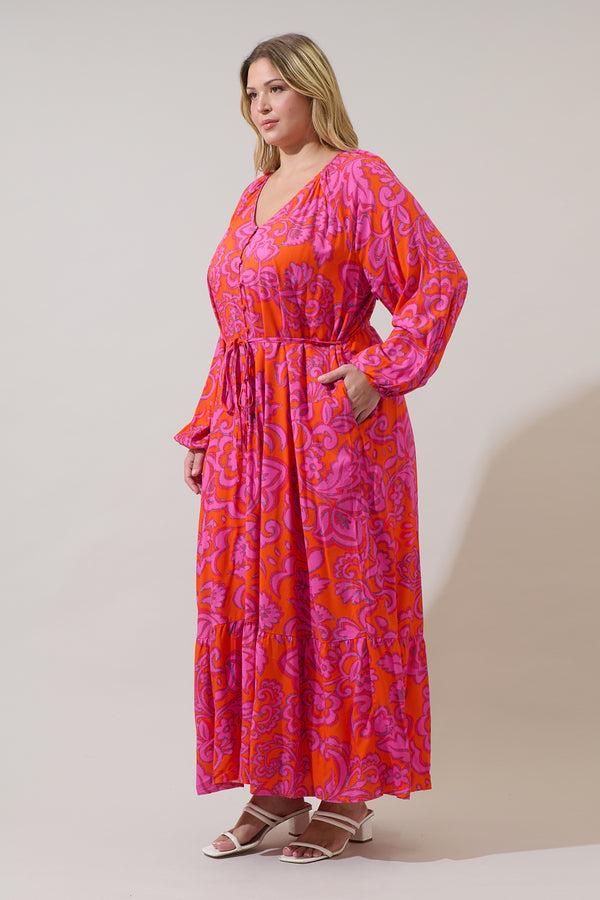 Sugarlips Marinda Floral Larrie Button Down Maxi Dress Curve