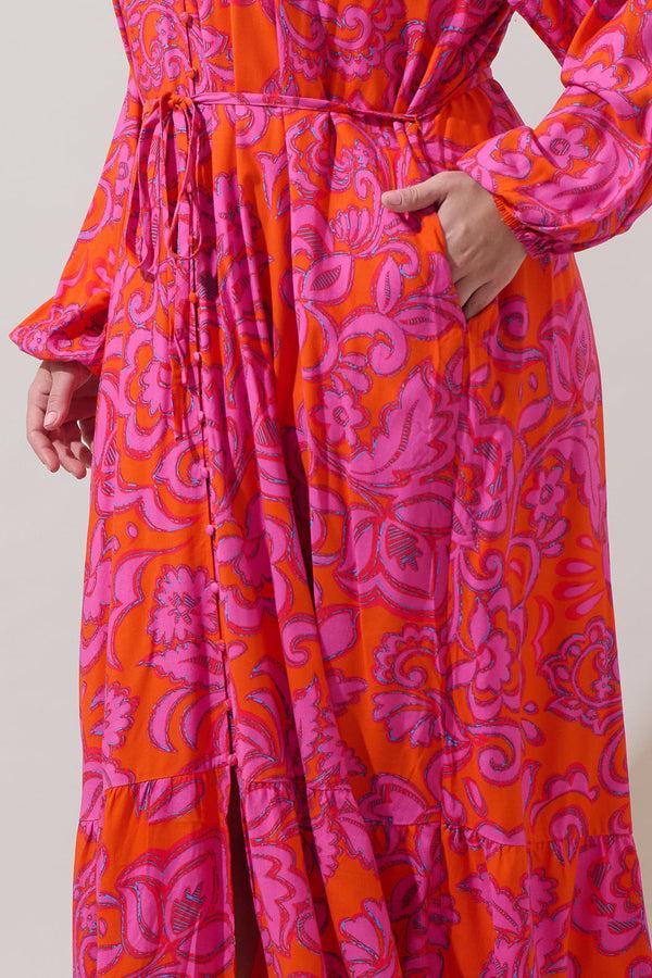 Sugarlips Marinda Floral Larrie Button Down Maxi Dress Curve