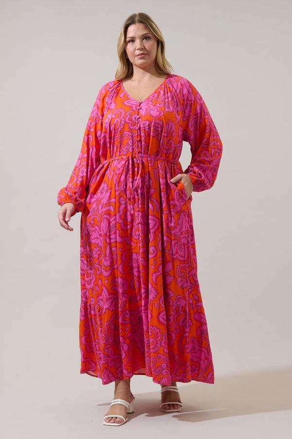 sugarlips Marinda Floral Larrie Button Down Maxi Dress Curve