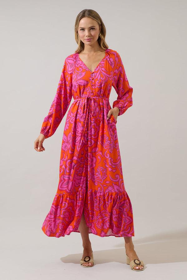sugarlips Marinda Floral Larrie Button Down Maxi Dress