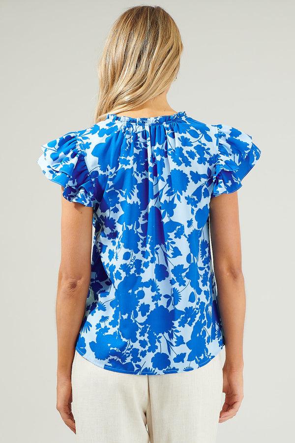Sugarlips Marinelle Floral Bellissima Ruffle Sleeve Top