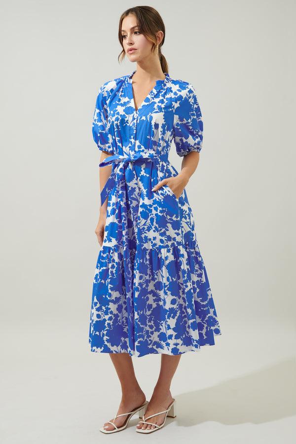 Sugarlips Marinelle Floral Wynette Tiered Midi Dress
