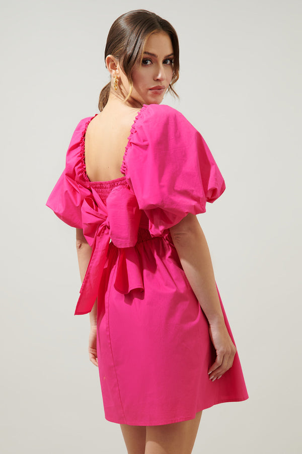 Sugarlips Marion Oversized Puff Sleeve Babydoll Mini Dress