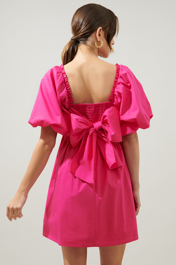 Sugarlips Marion Oversized Puff Sleeve Babydoll Mini Dress