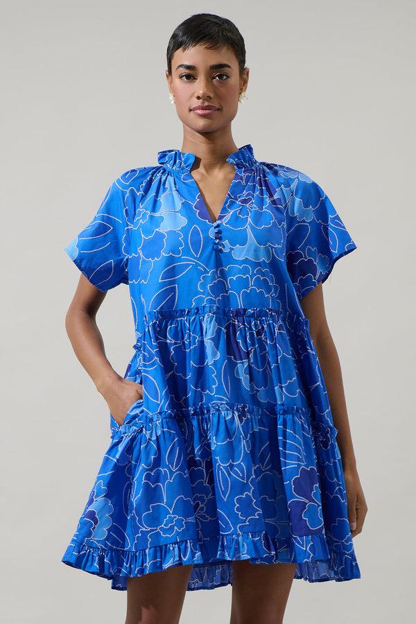 Sugarlips Maris Floral Pallas Poplin Tiered Mini Dress