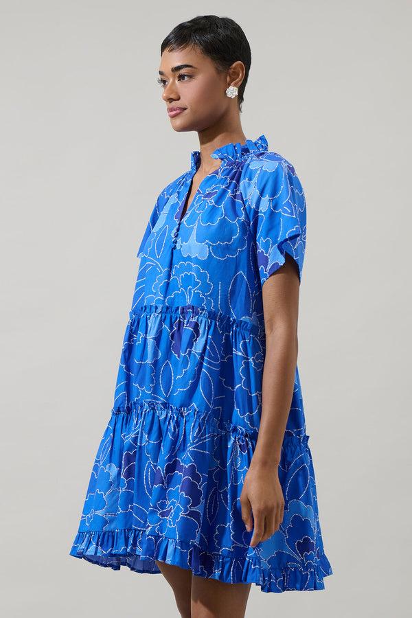 Sugarlips Maris Floral Pallas Poplin Tiered Mini Dress
