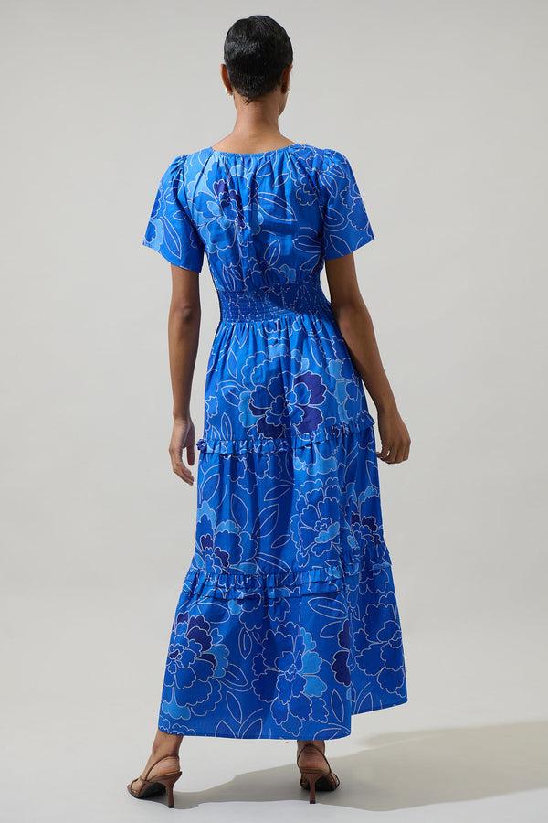 Sugarlips Maris Floral Palmer Poplin Tiered Maxi Dress