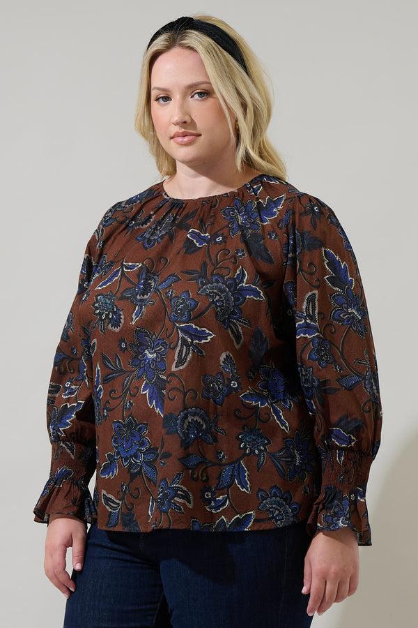 Sugarlips Marlina Floral Jazline Long Sleeve Top Curve