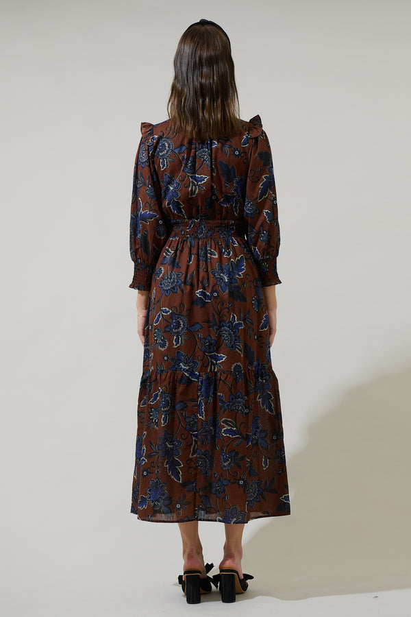 Sugarlips Marlina Floral Norma Long Sleeve Midi Dress