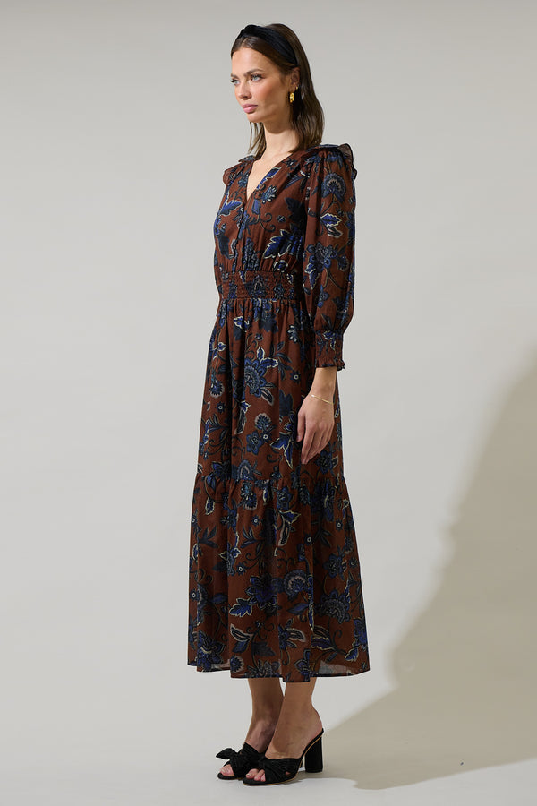Sugarlips Marlina Floral Norma Long Sleeve Midi Dress