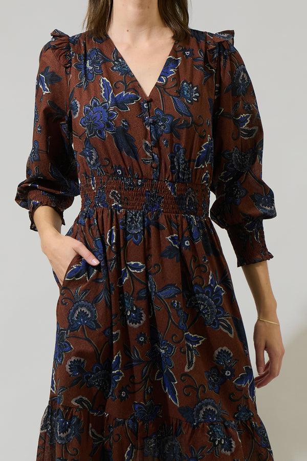 Sugarlips Marlina Floral Norma Long Sleeve Midi Dress