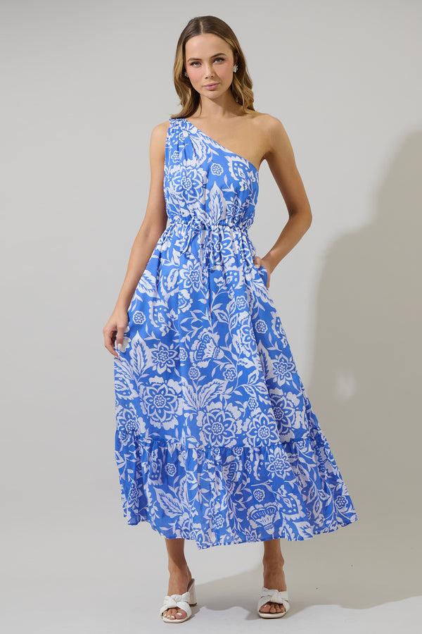 Sugarlips Marny Floral Elya One Shoulder Maxi Dress