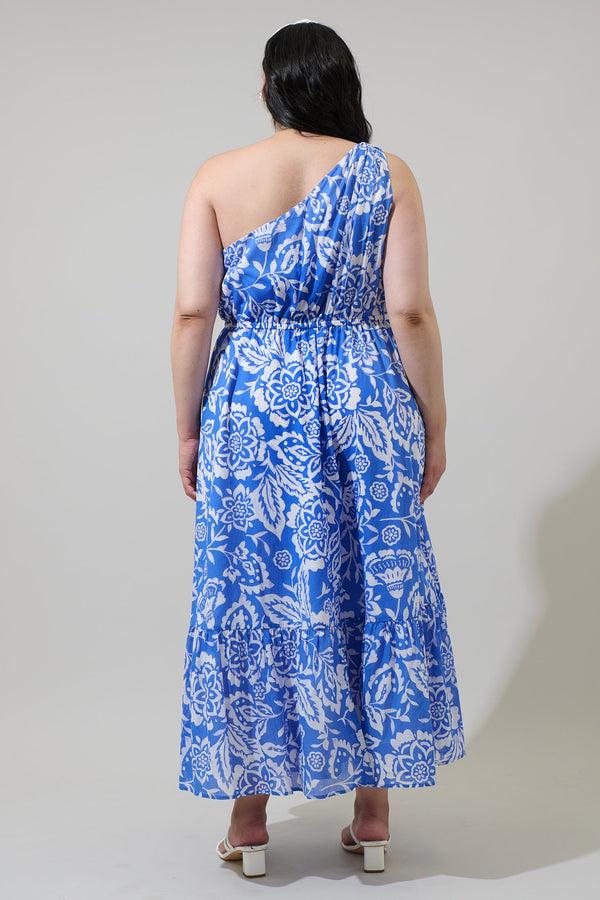 Sugarlips Marny Floral Elya One Shoulder Maxi Dress Curve