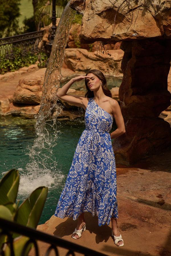 sugarlips Marny Floral Elya One Shoulder Maxi Dress