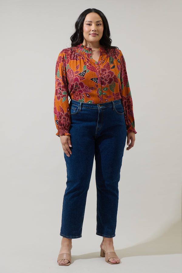 Sugarlips Marven Floral Merlie Button Down Top Curve