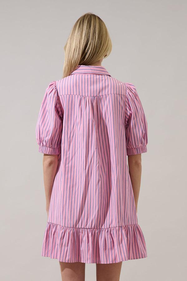 Sugarlips Marvia Striped Levy Button Down Shift Dress