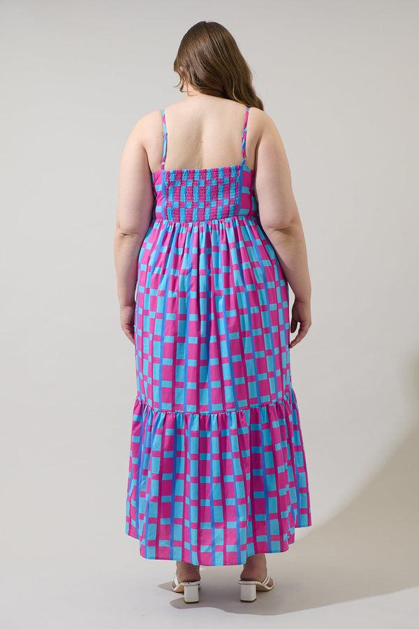 Sugarlips Marvy Checker Cabana Flowy Maxi Dress Curve