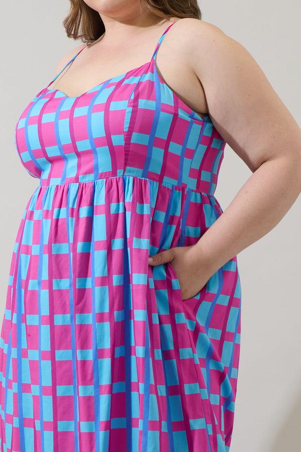 Sugarlips Marvy Checker Cabana Flowy Maxi Dress Curve
