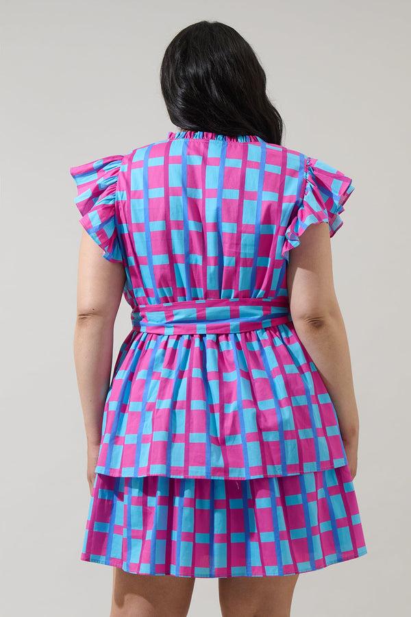 Sugarlips Marvy Checker Emie Ruffle Mini Dress Curve
