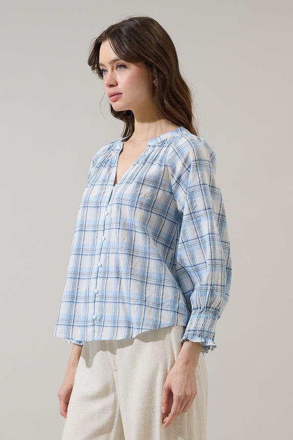 Sugarlips Marza Plaid Samie Long Sleeve Button Down Top