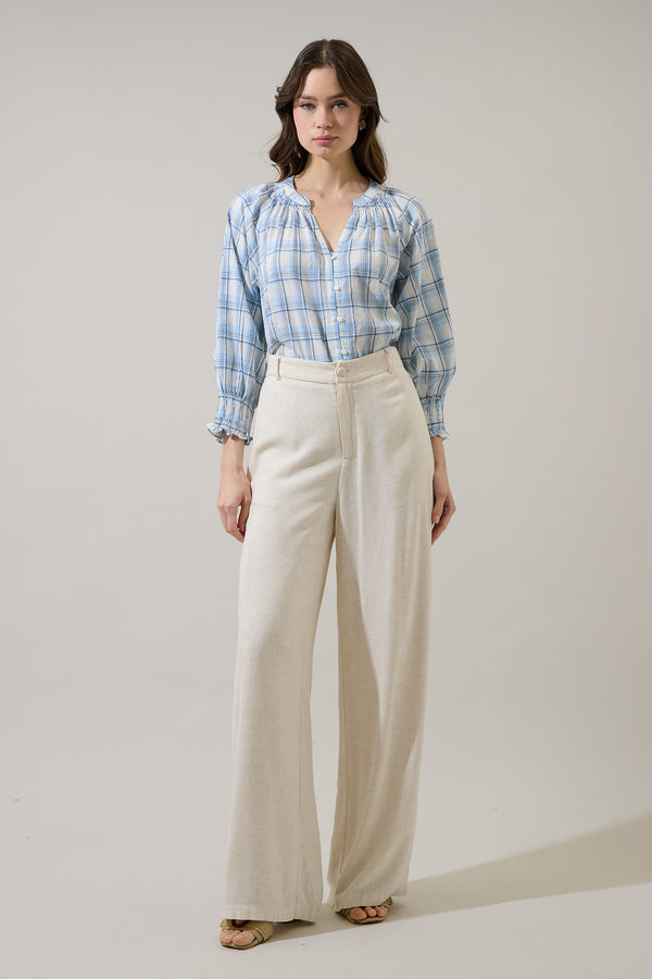 Sugarlips Marza Plaid Samie Long Sleeve Button Down Top