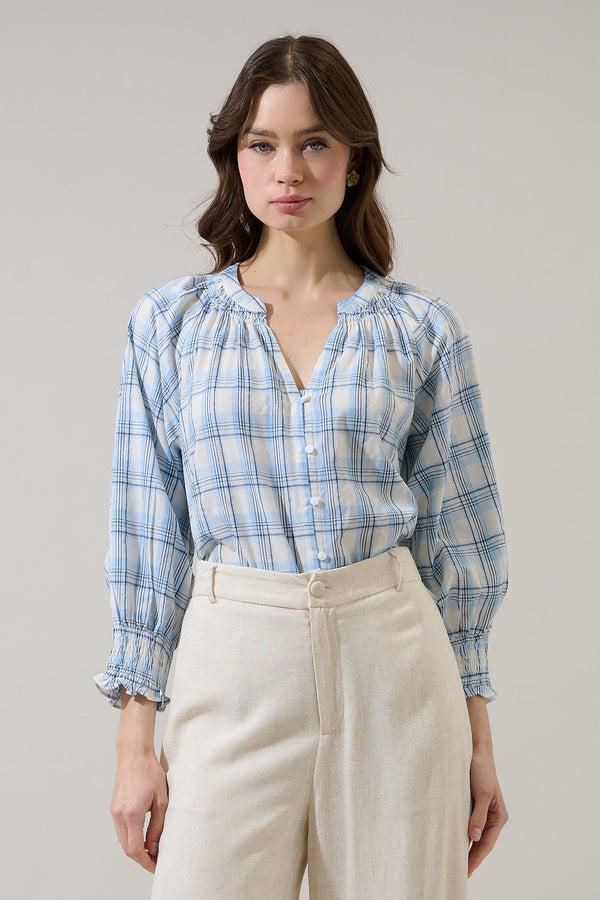 sugarlips Marza Plaid Samie Long Sleeve Button Down Top