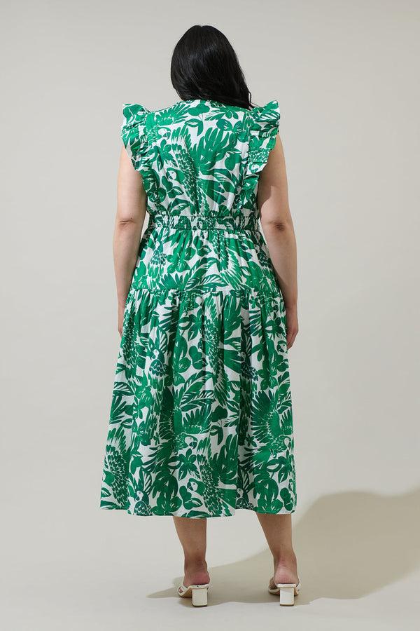 Sugarlips Masey Tropical Virna Ruffle Midi Dress Curve