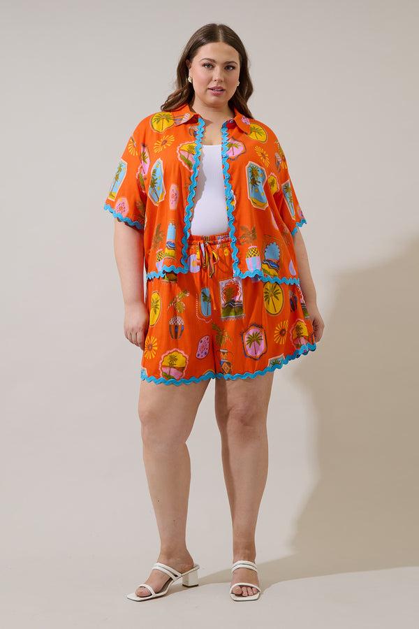 Sugarlips Maury Postcard Halle Drawstring Shorts Curve