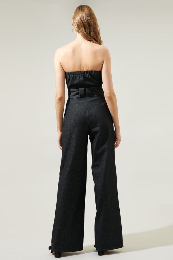 Sugarlips Maverick Denim Tube Top Wide Leg Jumpsuit