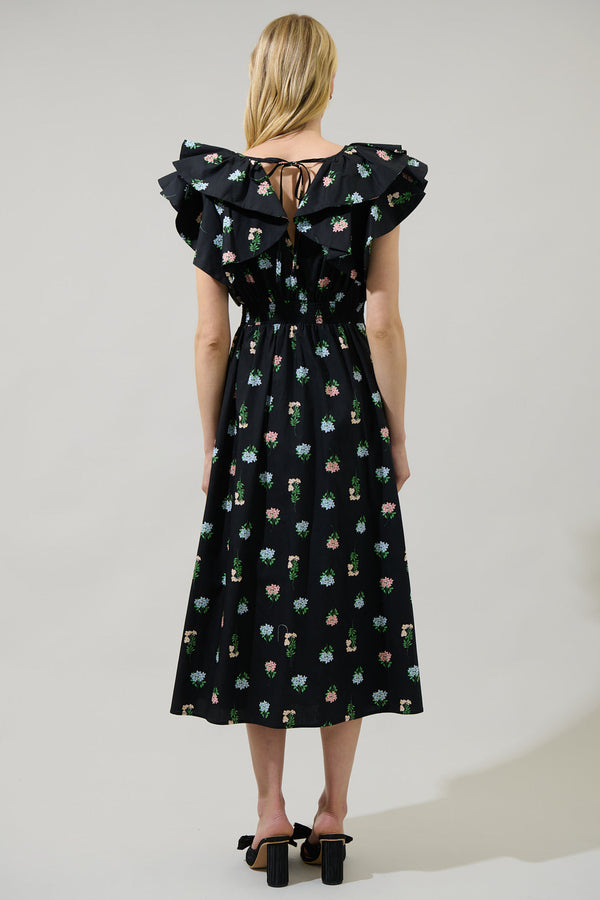 Sugarlips Mayrel Floral Santana Tie Back Midi Dress