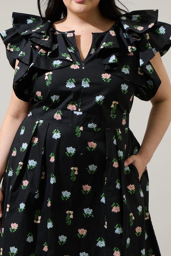 Sugarlips Mayrel Floral Santana Tie Back Midi Dress Curve