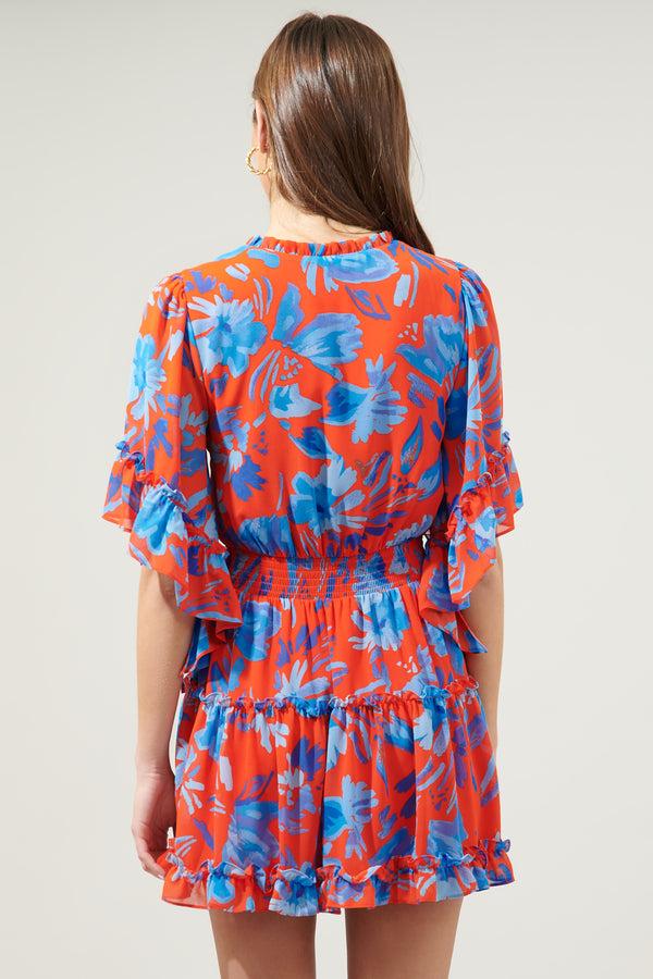 Sugarlips Mazie Floral Amorcito Bell Sleeve Mini Dress