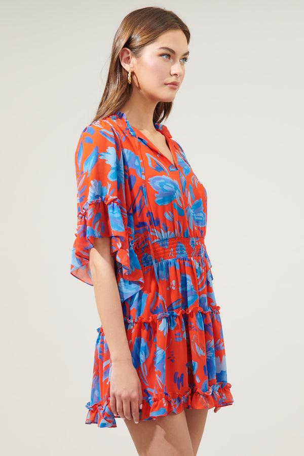 Sugarlips Mazie Floral Amorcito Bell Sleeve Mini Dress