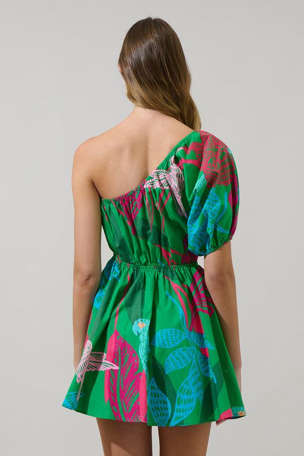 Sugarlips Meig Tropical Menly One Shoulder Mini Dress