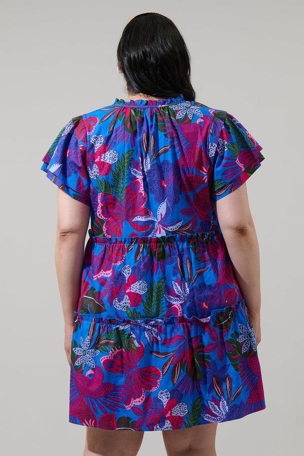 Sugarlips Mela Tropics Empire Tiered Mini Dress Curve