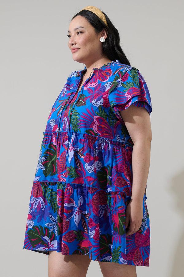 Sugarlips Mela Tropics Empire Tiered Mini Dress Curve