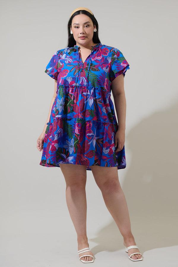 Sugarlips Mela Tropics Empire Tiered Mini Dress Curve