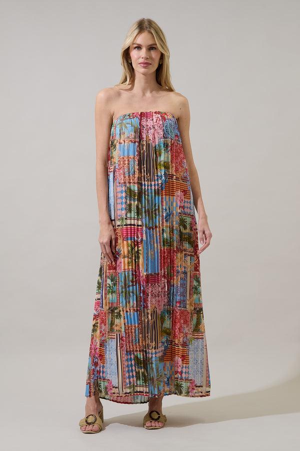 Sugarlips Melani Tropical Isabela Pleated Maxi Dress