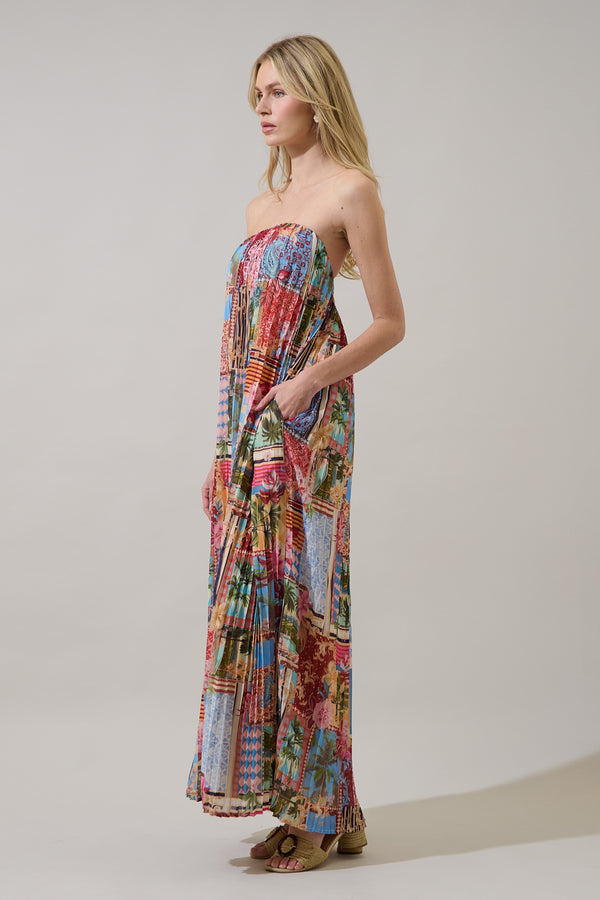 Sugarlips Melani Tropical Isabela Pleated Maxi Dress