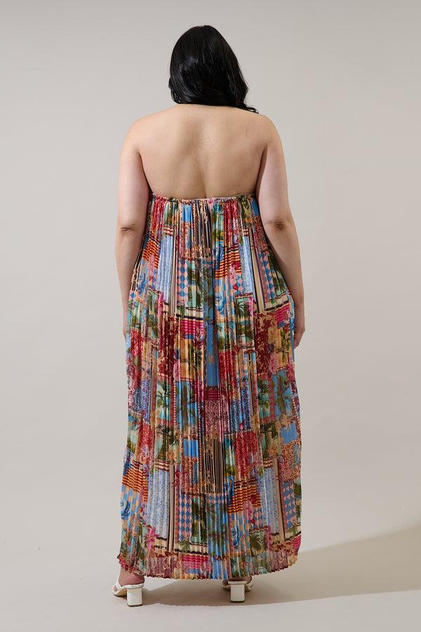 Sugarlips Melani Tropical Isabela Pleated Maxi Dress Curve