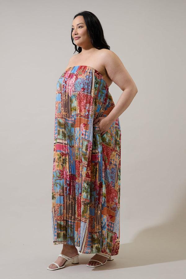Sugarlips Melani Tropical Isabela Pleated Maxi Dress Curve