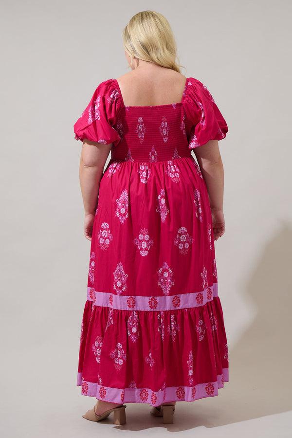 Sugarlips Mercer Floral Berky Smocked Maxi Dress Curve