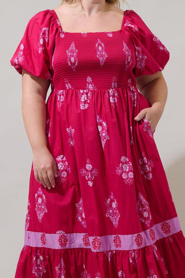 Sugarlips Mercer Floral Berky Smocked Maxi Dress Curve