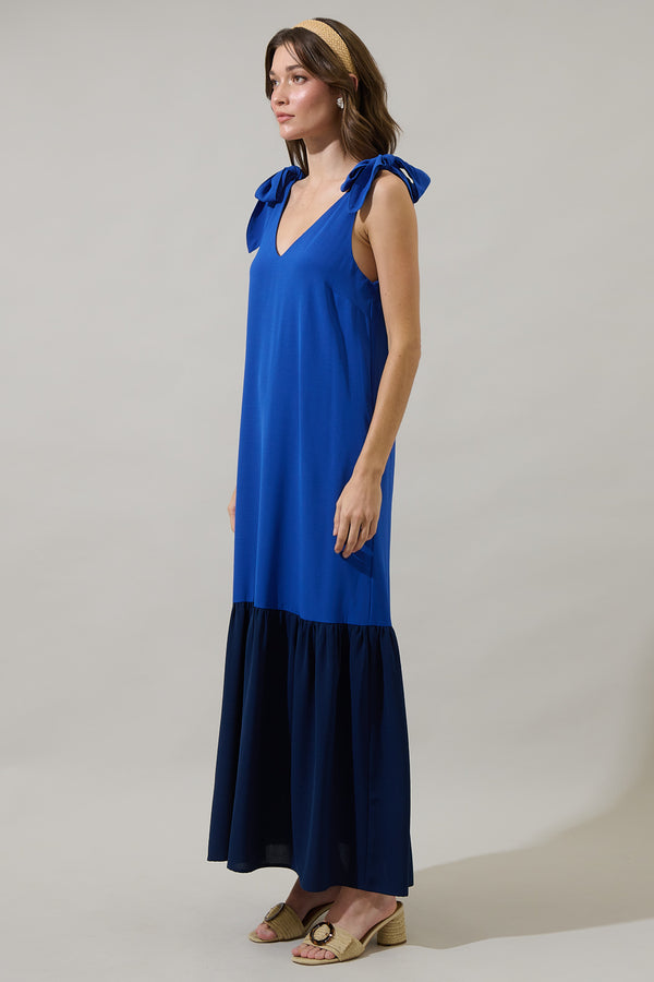 Sugarlips Merideth Tie Shoulder Drop Waist Maxi Dress