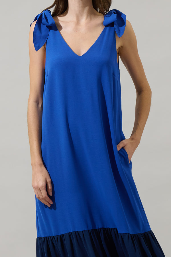 Sugarlips Merideth Tie Shoulder Drop Waist Maxi Dress